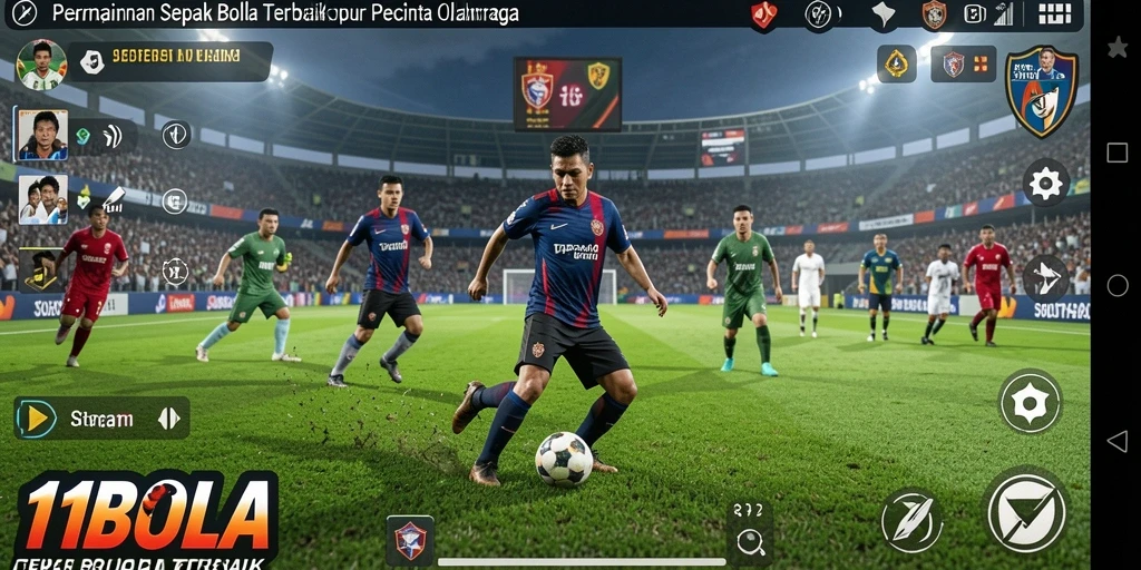 Tangkapan layar 11BOLA menunjukkan aksi pertandingan sepak bola yang intens.
