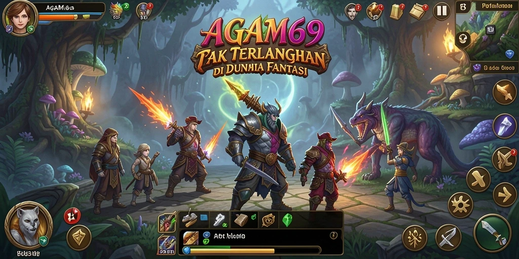 Tampilan aksi seru dalam permainan AGAM69 dengan karakter petualang.