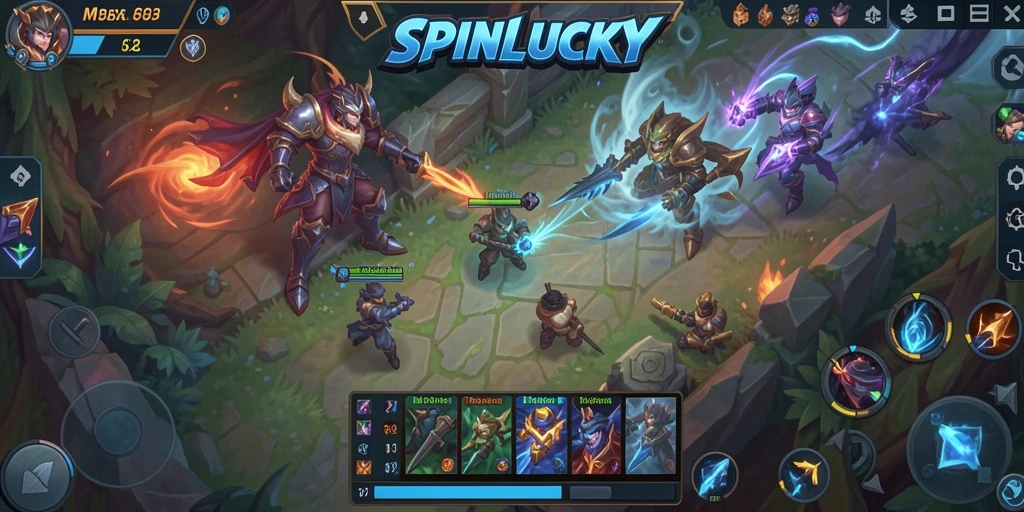 Screenshot SPINLUCKY yang menampilkan aksi seru dalam permainan MOBA.